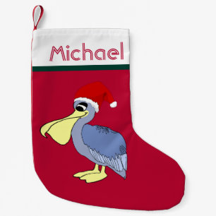 Meia De Natal Pequena Natal do papai noel do pelicano (vermelho)