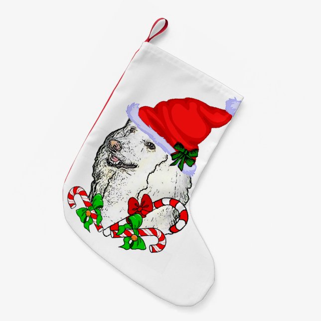 Meia De Natal Pequena Natal do Poodle (Frente (Pendurada))