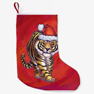Meia De Natal Pequena Natal do tigre no vermelho