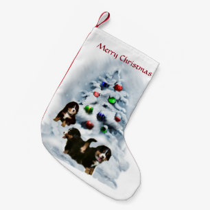 Meia De Natal Pequena Natal dos filhotes de cachorro do cão de Bernese