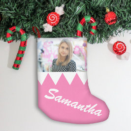 Meia De Natal Pequena Natal Feriado de inverno Foto personalizada rosa