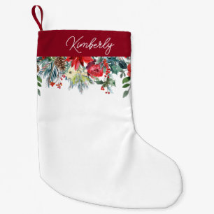 Meia De Natal Pequena Natal Floral Personalizado