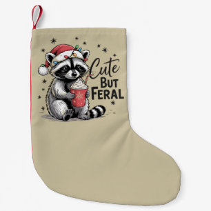 Meia De Natal Pequena Natal Guaxinim Feroz Mas Fofo Animalzinho De Natal