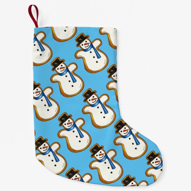 Meia De Natal Pequena Natal Hanukkah Winter Snowman Holiday Cookie (Frente)