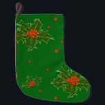 Meia De Natal Pequena Natal Holly<br><div class="desc">Holly Pattern sobre fundo verde. Ilex aquifolium,  o Holly,  comum,  Holly Inglês,  Holly Europeia,  Holly de Natal,  é uma espécie de planta florescente na família Aquifoliaceae. Dezembro. Elementos Design decorativos da natureza.</div>