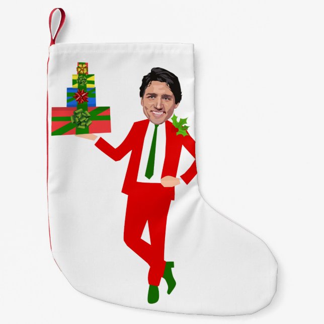 Meia De Natal Pequena natal justin trudeau (Frente)