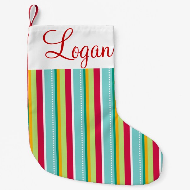 Meia De Natal Pequena Natal listrado (Frente)