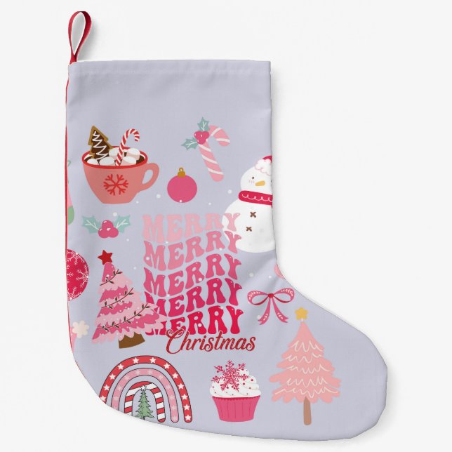 Meia De Natal Pequena Natal moderno (Frente)