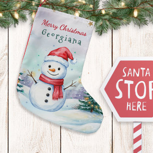 Meia De Natal Pequena Natal Personalizado com Boneco de Neve Fofo para C