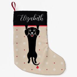Meia De Natal Pequena Natal Personalizado com Nome de Cachorro Preto Eng