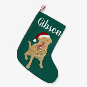 Meia De Natal Pequena Natal personalizado de Dudley Labrador