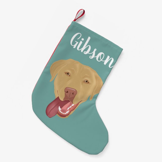 Meia De Natal Pequena Natal personalizado de Dudley Labrador (Frente (Pendurada))
