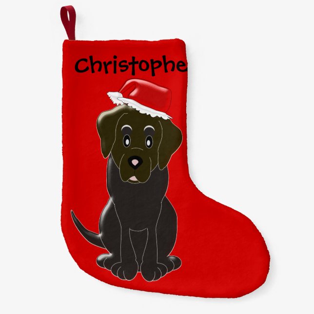 Meia De Natal Pequena Natal personalizado do Choc Labrador (Frente)