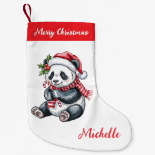 Meia De Natal Pequena Natal Personalizado Feliz Panda Urso Fofo