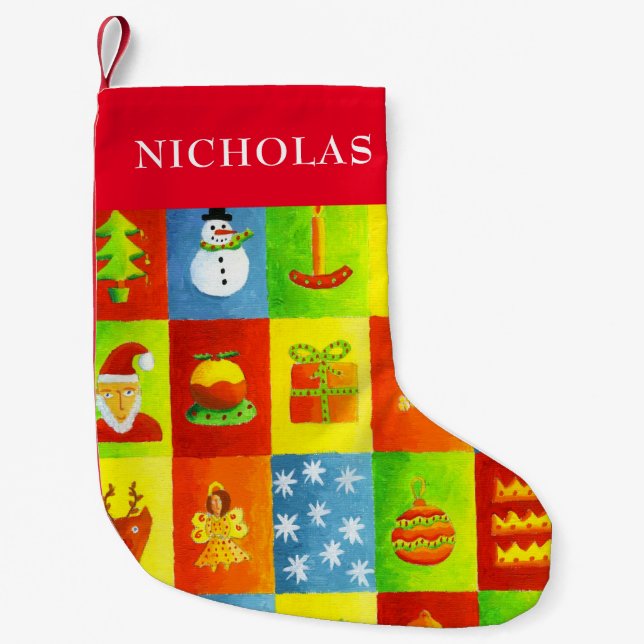 Meia De Natal Pequena Natal Personalizado Nome (Frente)