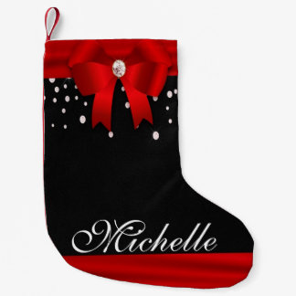 Meia De Natal Pequena Natal Personalizado Vermelho e Negro