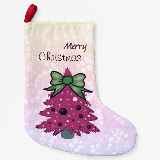 Meia De Natal Pequena Natal Rosa (Frente)
