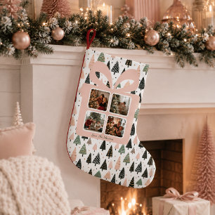 Meia De Natal Pequena Natal Rosa Moderno Personalizado 