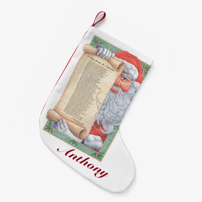 Meia De Natal Pequena Natal Santa Claus (Personalizável) (Frente (Pendurada))