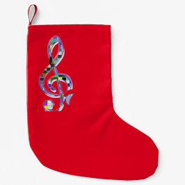 Meia De Natal Pequena Natal Stocks Música Clef Res Santa Claus Sock