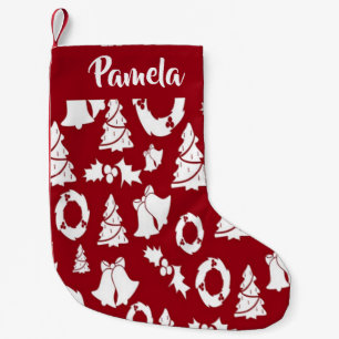 Meia De Natal Pequena Natal vermelho e branco, com padrão