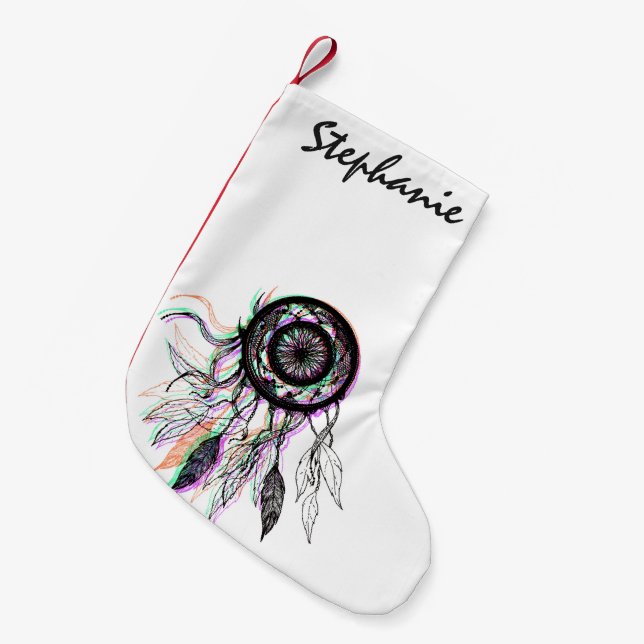 Meia De Natal Pequena Nativo americano artístico moderno Dreamcatcher (Frente (Pendurada))