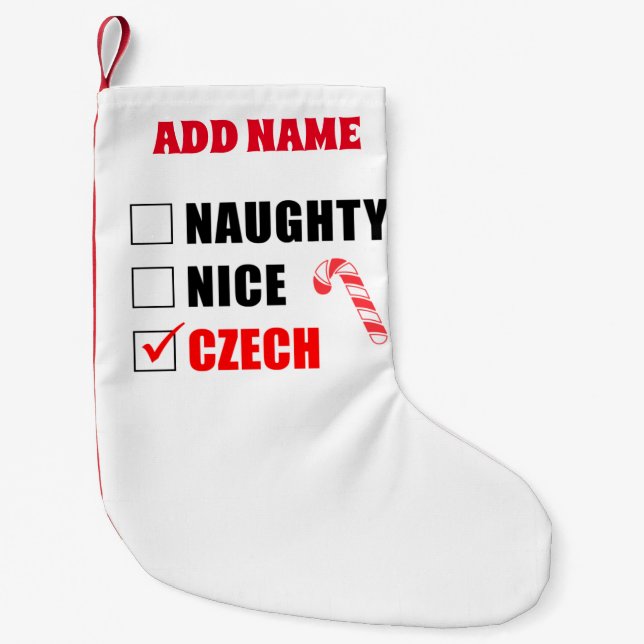 Meia De Natal Pequena Naughty Nice, Checo Personalizado (Frente)