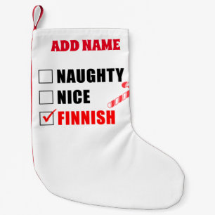 Meia De Natal Pequena Naughty Nice Finlandês Personalizado