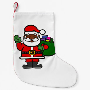 Meia De Natal Pequena negro africano santa claus xmas