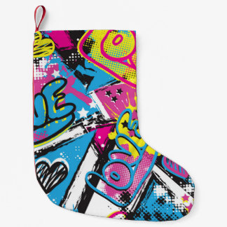 Meia De Natal Pequena Neon Hearts: Grunge Girl Pattern