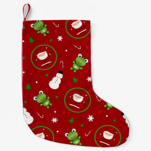 Meia De Natal Pequena Neve Red sapos santa claus