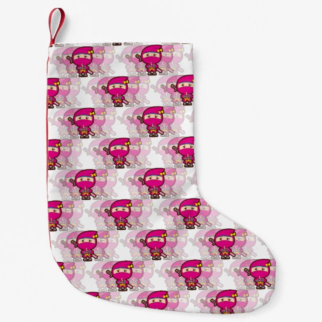 Meia De Natal Pequena Ninja Girl (Frente)