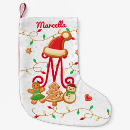 Meia De Natal Pequena Nome de Natal Monograma Pão de Pão Vermelho Person