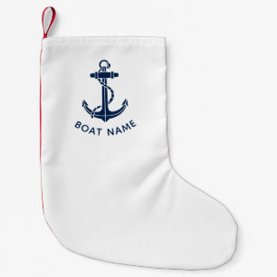 Meia De Natal Pequena Nome do Barco Âncora Naval Cruzeiro Swag Personali