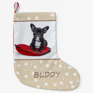 Meia De Natal Pequena Nome do Cão Foto de Bulldog Personalizado
