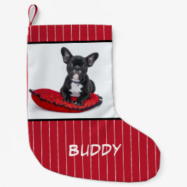 Meia De Natal Pequena Nome do Cão Foto Personalizada Bulldog Puppy