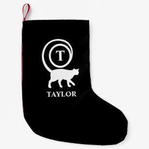 Meia De Natal Pequena Nome do Monograma Gato Inicial Gato Gato Lover Pre