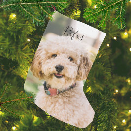 Meia De Natal Pequena Nome e Foto Personalizados do Animal de Estimação