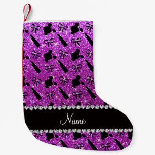 Meia De Natal Pequena nome neon roxo glitter perfumes arcos