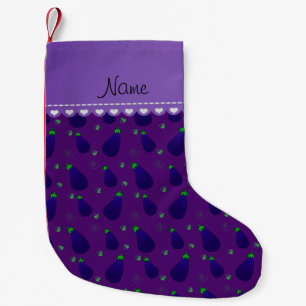 Meia De Natal Pequena Nome personalizado beringelas roxas