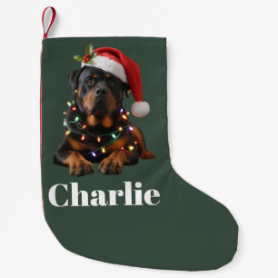 Meia De Natal Pequena Nome Personalizado Cachorro Rottweiler Natal