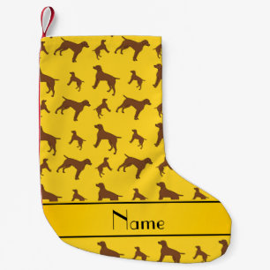 Meia De Natal Pequena Nome personalizado Cães de ponteiro amarelo-alem