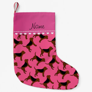 Meia De Natal Pequena Nome personalizado cães-do-mato-rosados