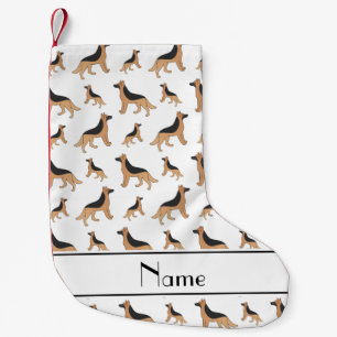 Meia De Natal Pequena Nome personalizado cães German shepherd brancos