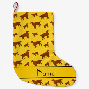 Meia De Natal Pequena Nome personalizado cães-lança-irlandeses-amarelo