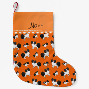 Meia De Natal Pequena Nome personalizado cães laranja Papillon