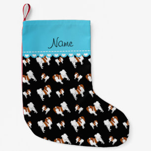 Meia De Natal Pequena Nome personalizado cães-macaco japoneses pretos