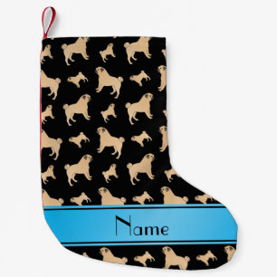 Meia De Natal Pequena Nome personalizado cães Pug pretos