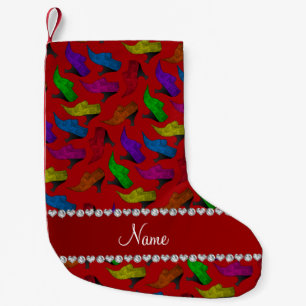 Meia De Natal Pequena Nome personalizado calçados de vintagem do arco-
