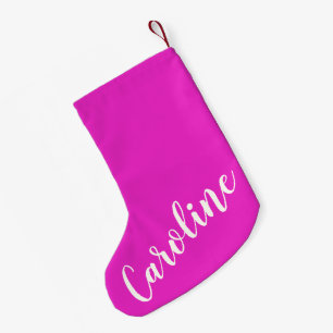 Meia De Natal Pequena Nome Personalizado Caligrafia Rosa Quente da Moda